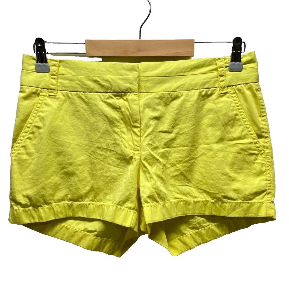 J. Crew‎ Chino Shorts Women's Size 0 Bright Yellow Summer Cotton 3" Inseam EUC